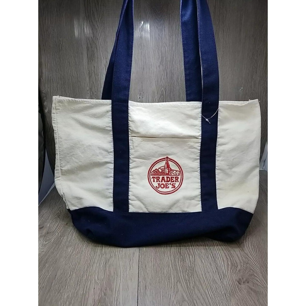 Trader Joe's Canvas Tote Bag Heavy Duty Grocery Sack Reusable Eco Friendly - Picture 2 of 10